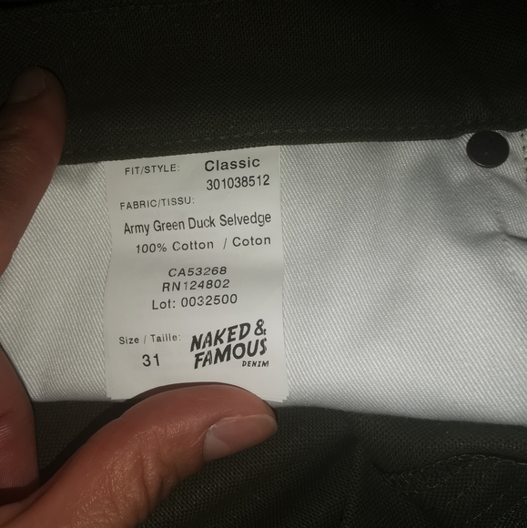 NAKED&FAMOUS BNWT 29 Military Green! - Picture 3 of 5